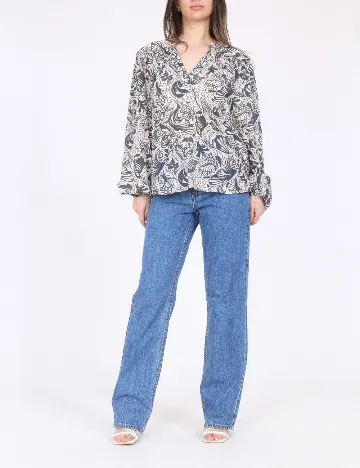 Bluza Cotton Club, albastru/ecru