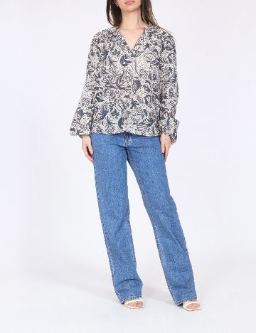 Bluza Cotton Club, albastru/ecru