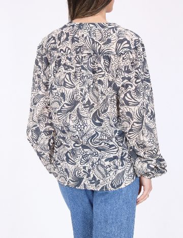 Bluza Cotton Club, albastru/ecru