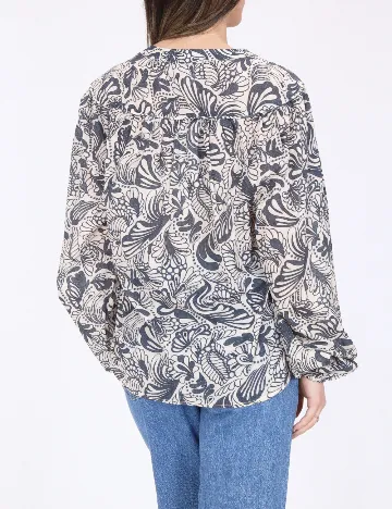 Bluza Cotton Club, albastru/ecru