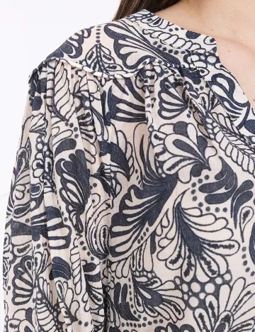 Bluza Cotton Club, albastru/ecru