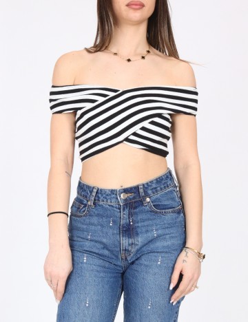 Top Pull&Bear, negru/alb
