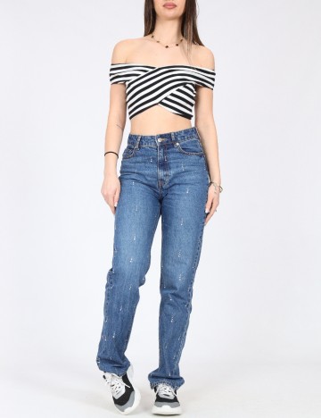 Top Pull&Bear, negru/alb