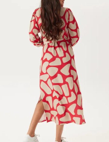 Rochie medie Happy Holly, crem/rosu