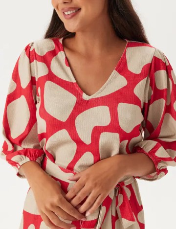 Rochie medie Happy Holly, crem/rosu