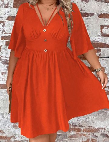 Rochie medie SHEIN CURVE, portocaliu