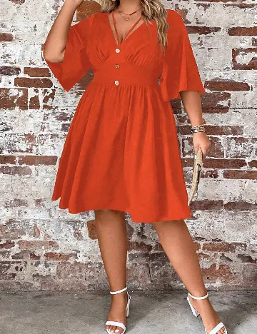 Rochie medie SHEIN CURVE, portocaliu