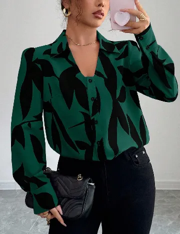 Camasa SHEIN, verde/negru