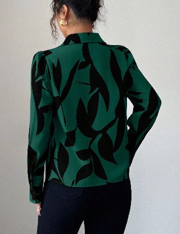 Camasa SHEIN, verde/negru
