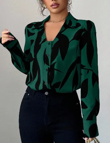 Camasa SHEIN, verde/negru