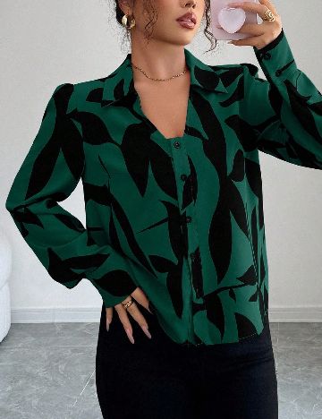 Camasa SHEIN, verde/negru
