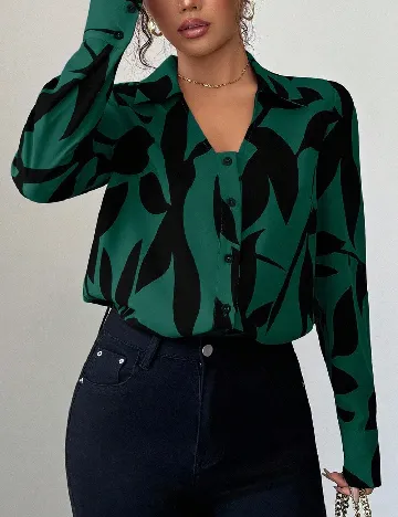 Camasa SHEIN, verde/negru