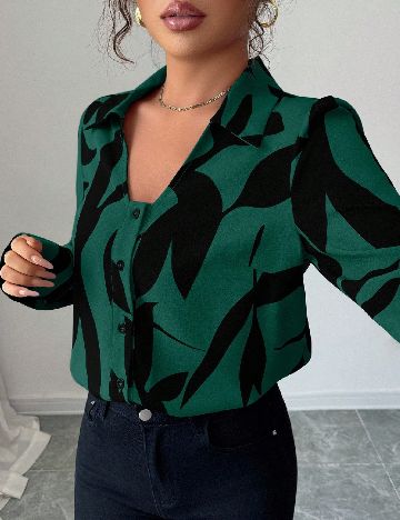 Camasa SHEIN, verde/negru