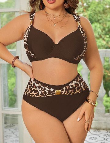 Costum de baie SHEIN CURVE, maro