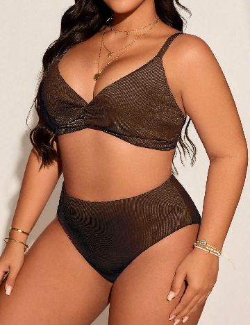 Costum de baie SHEIN CURVE, maro
