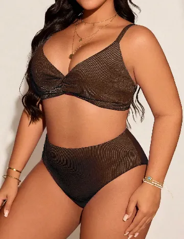 Costum de baie SHEIN CURVE, maro