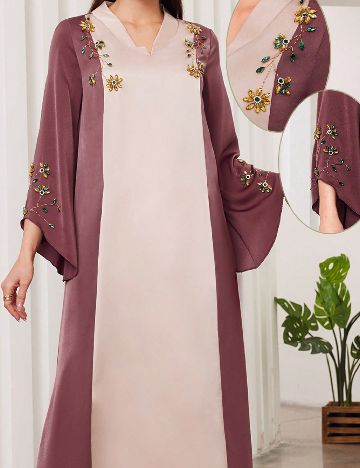 Rochie lunga SHEIN, roz/crem