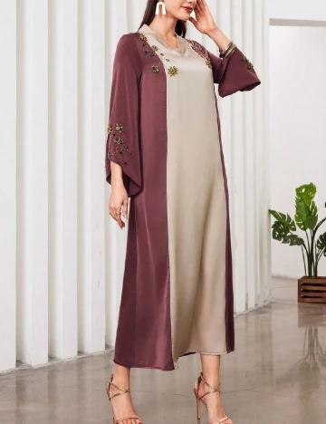 Rochie lunga SHEIN, roz/crem