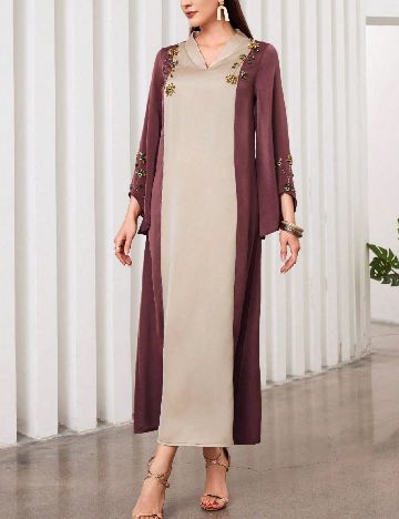 Rochie lunga SHEIN, roz/crem