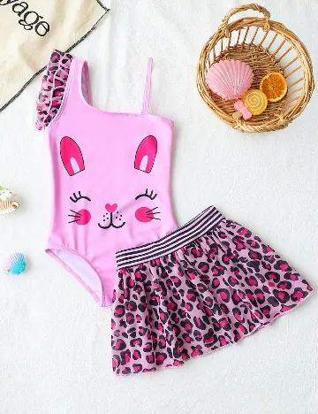 Costum de baie Shein Kids, roz/negru