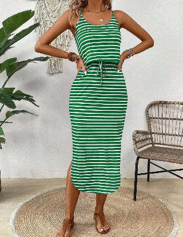 Rochie medie SHEIN, verde/alb