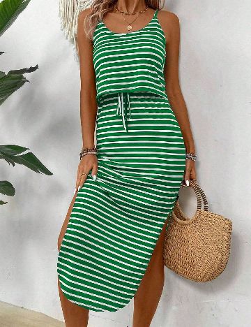 Rochie medie SHEIN, verde/alb