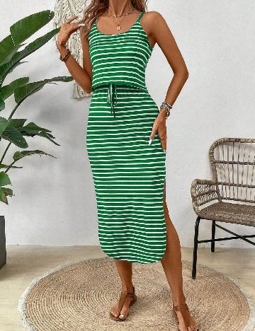 Rochie medie SHEIN, verde/alb