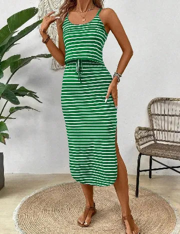 Rochie medie SHEIN, verde/alb