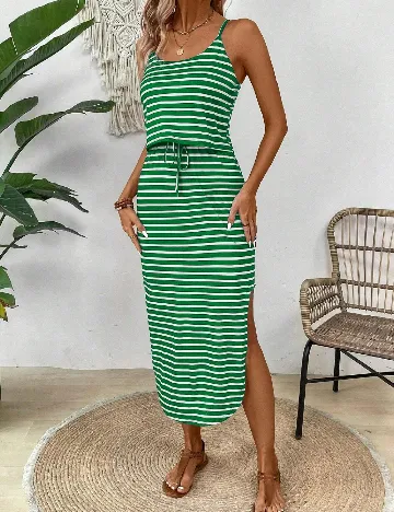Rochie medie SHEIN, verde/alb
