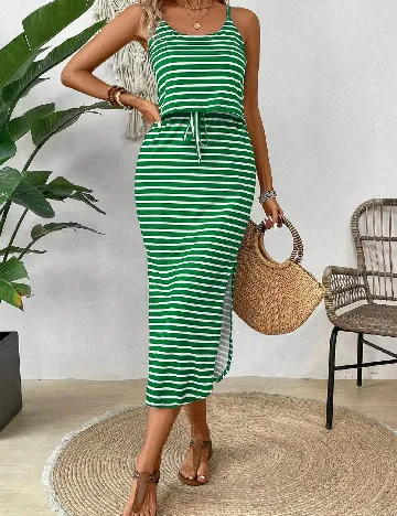 Rochie medie SHEIN, verde/alb