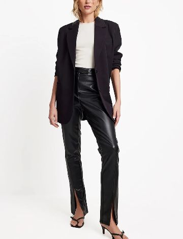 Pantaloni imitatie de piele NA-KD, negru