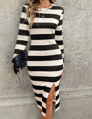 Rochie medie SHEIN, negru/alb