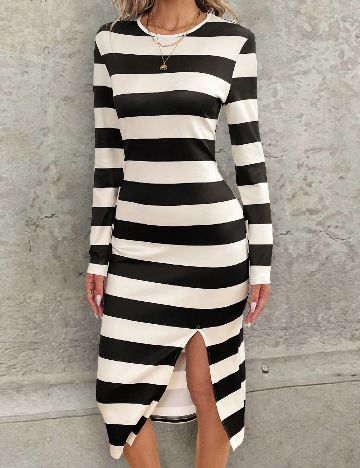 Rochie medie SHEIN, negru/alb