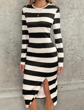 Rochie medie SHEIN, negru/alb