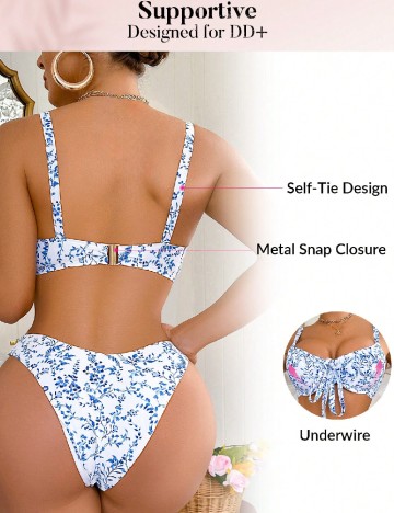 Costum de baie SHEIN, alb/albastru