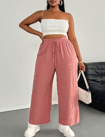 Pantaloni SHEIN CURVE, roz pudra inchis