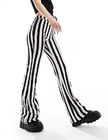 Pantaloni Noisy May, alb/negru