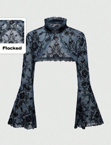 Bolero Romwe, albastru/negru