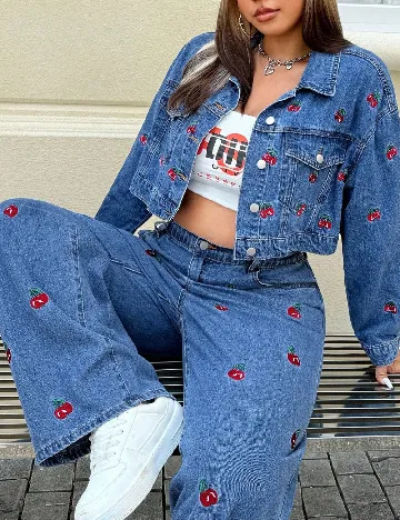 Jacheta SHEIN CURVE, albastru