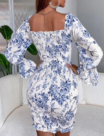 Rochie scurta SHEIN, albastru/alb