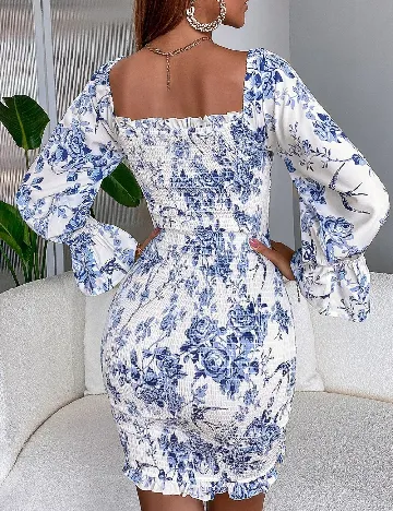 Rochie scurta SHEIN, albastru/alb