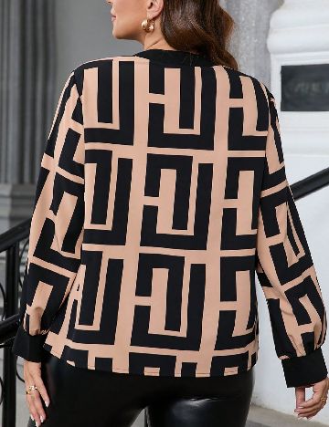 Bluza SHEIN CURVE, negru/crem