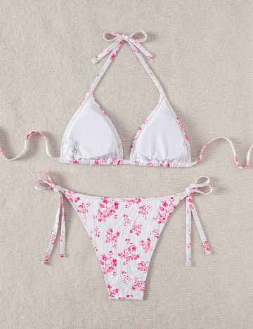 Costum de baie SHEIN CURVE, alb/roz