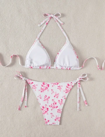 Costum de baie SHEIN CURVE, alb/roz