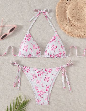 Costum de baie SHEIN CURVE, alb/roz