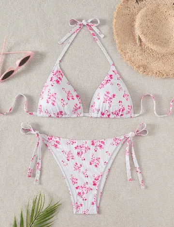 Costum de baie SHEIN CURVE, alb/roz