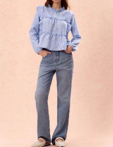 Bluza SHEIN, albastru/alb