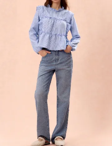 Bluza SHEIN, albastru/alb