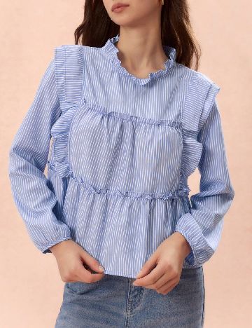 Bluza SHEIN, albastru/alb