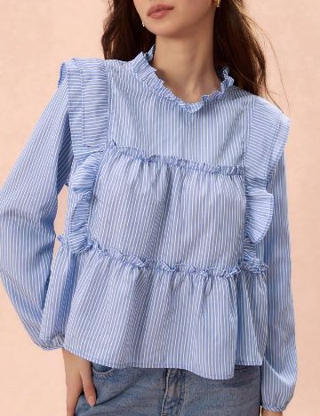 Bluza SHEIN, albastru/alb